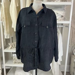 CJ Banks plus sz. 2X  black shacket, jacket, shirt, layering professsional 1649